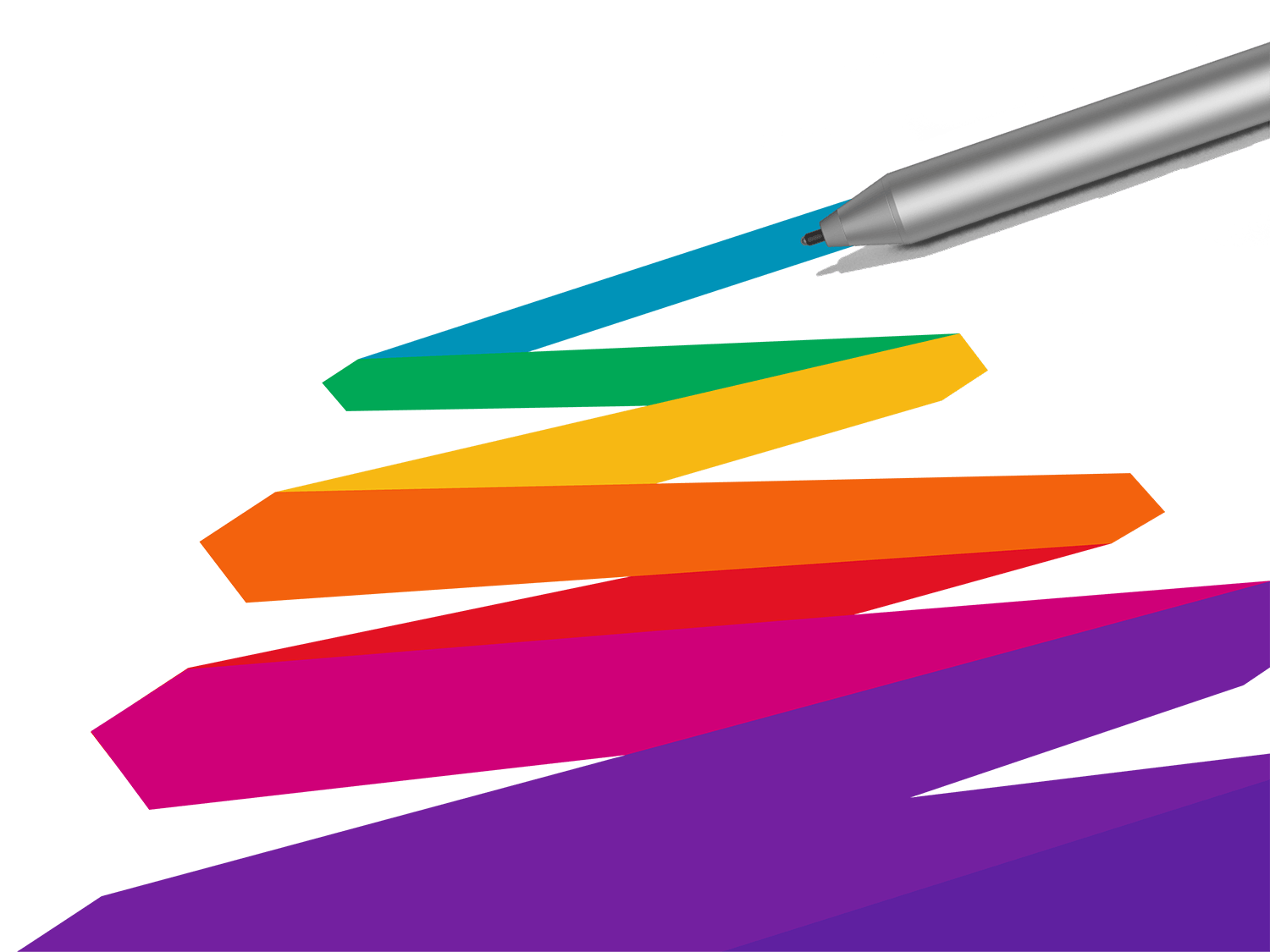 Košās krāsas, ko zīmē Surface pildspalva